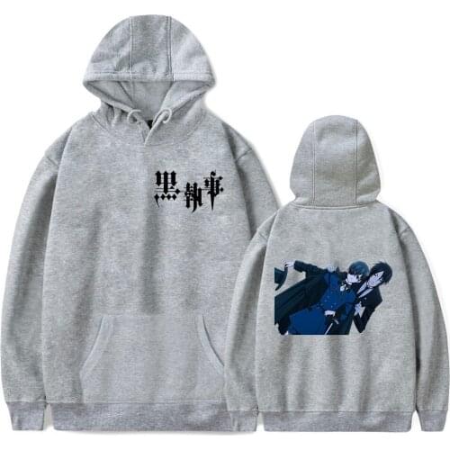 Black Butler Men Hoodies New gray Fashion Print Autumn Winter Warm Wild Unisex Hoodie Simple Sweatshirts Cartoon Hoody