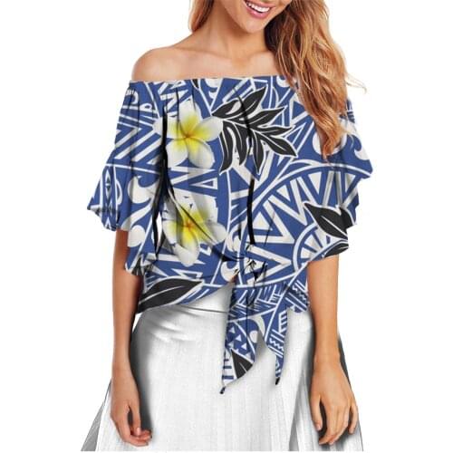 HYCOOL Latest Summer Paisley Stripe Hibiscus Print Slash Neck Casual Blouse Women Fashion Flare Sleeve Ladies Elegant Crop Top