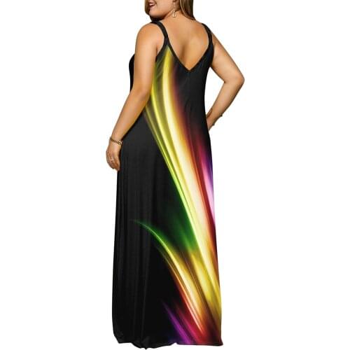 Casual Women Sexy Robe Summer 2021 Sleeveless V-neck Printed Long Dress Maxi Dress Party Backless Plus Size Women Clothing D30