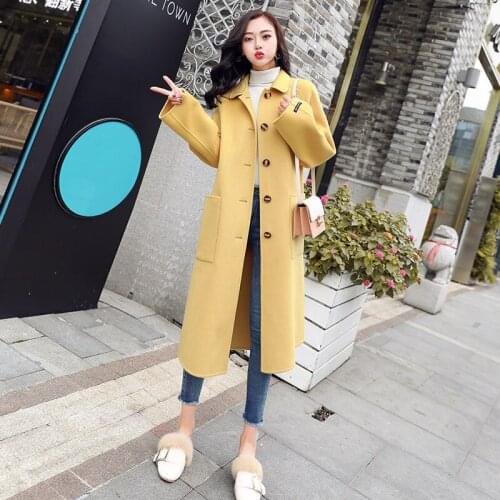 Autumn And Winter Coat Women Korean Style Woolen Mid-Length 2021 New Loose Fashion Lapel Single Breasted Jacket Outerwear zh1650