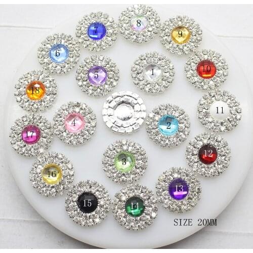 10pcs/Lot 20MM Mixed Color Acrylic Buttons Wedding Decoration Invitation Card Rhinestones Button DIY Hair Accessories New 2017
