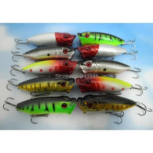 10Pcs/Lot Popper Fishing Lures 6.5cm 13g Topwater Floating Poper Hard Baits Crankbait Wobblers Fish Hook Fishing Tackle