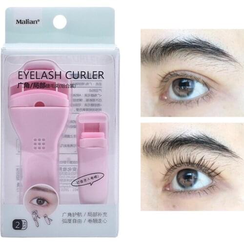 2pcs Portable Mini Eyelashes Curler Set Multifunctional Wide Angle Partial Eyelash Curler Makeup Tools Curling Lash Accessories