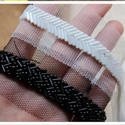 2yard Exquisite double single layer mesh hand beaded lace DIY accessories clothing shoulder belt waist lace material