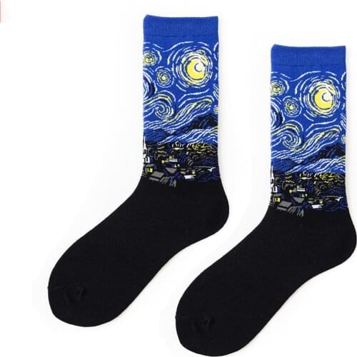 Vintage Van Gogh Painting Print Funny Socks Men Happy Sock 2020 Compression Sock Fashion Unisex Casual Cotton Socks