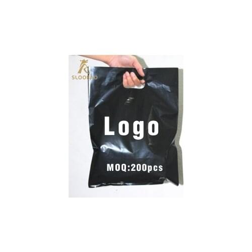 500 pcs Custom screen printing clothing bags punch handle shopping plastic bag for garment plastic jewelry pouch Packing Gift Ca