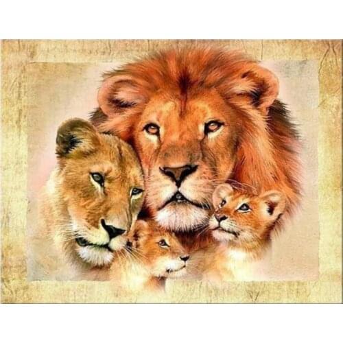5D diy diamond painting,Lion King family,3d picture square drill full,diamond embroidery mosaic needlework home decoration