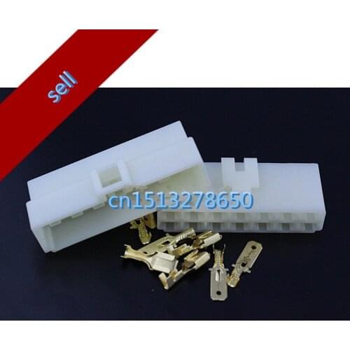 Free Shipping 10 set 6.3mm connector 14P 14 pin Electrical 6.3 Connector Kits Male Female socket plug for Motorcycle Car