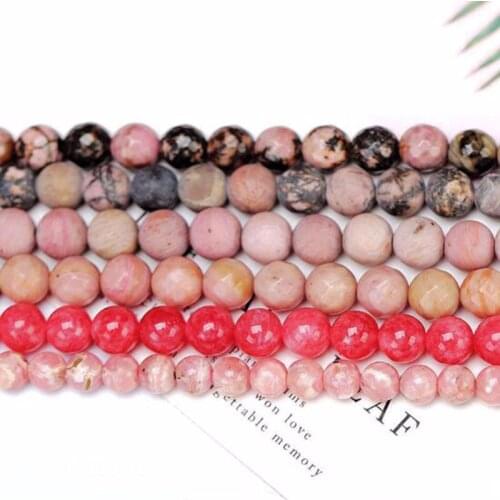 High Quality Natural Rhodonite Stone Round 4/6/8/10/12/14mm Necklace Bracelet Jewelry DIY Gems Loose Beads 15 Inch wk26
