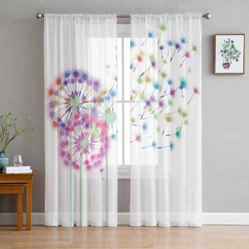 Colorful Dandelion Sheer Curtains Window Curtains for Living Room Bedroom Blinds Kids Room Home Decor