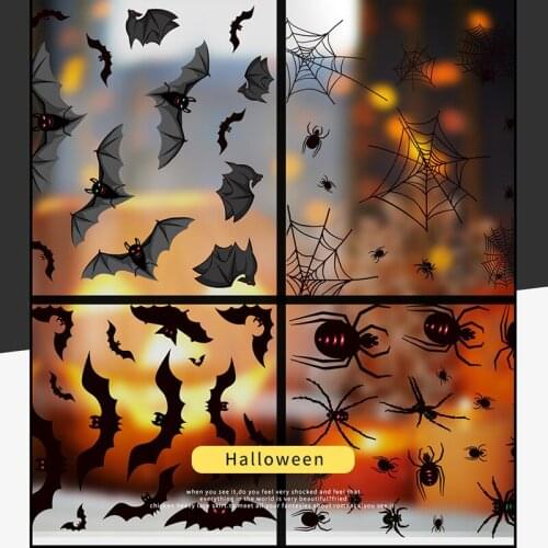 CYUAN Halloween Window Stickers Bat Spider Web Wall Stickers Haunted House Decor Scary Wall Decals Halloween Party Decoration