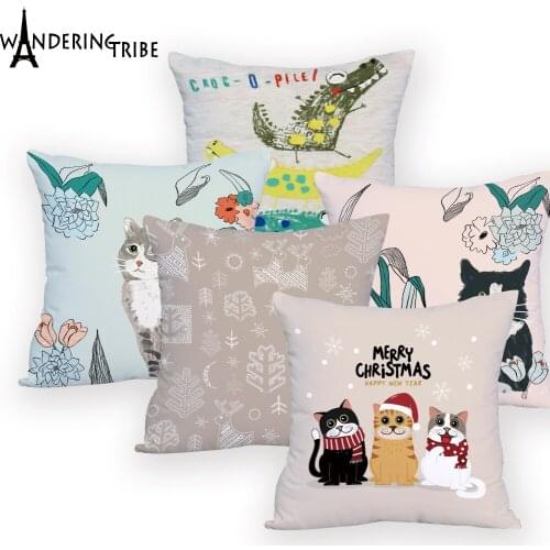 Cartoon cat decorative pillow covers white for chair Personalized cover cushion bear dog cushion cover for sofa Creative