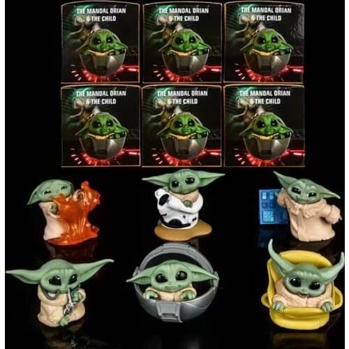 6Pcs/lot Baby Yoda Grogu Action Figure Toys 5-6cm Yoda Baby Action Toys Star Wars Mando Figuras Hot Kids Toys Xmas Gifts