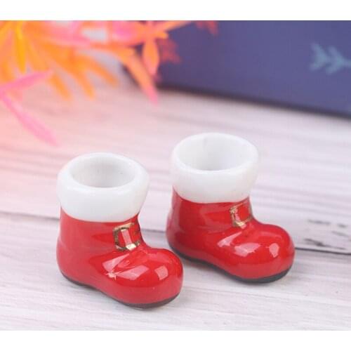 1 Pc Dollhouse Porcelain Christmas Socks Boots Broom Dollhouse Miniature Accessories