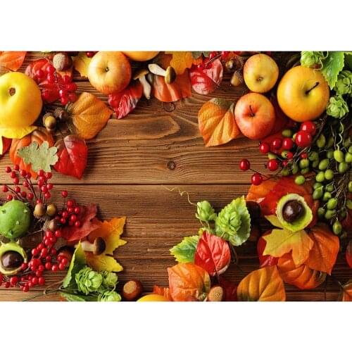 Wooden Board Fruits Leaves Photographic Backdrop Custom Fond Background Photo Studio for Children Baby Home Party Photoshoot