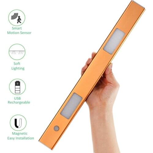 Gorden Color Rechargeable Magnetic LED Under Cabinet Light PIR Motion Sensor Lamp For Closet Wardrobe Kitchen Night Light