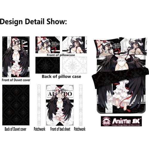 Anime JK Overlord Albedo Sexy Comforter Set Cosplay Bedding Sets Clear Pattern Washable Home Bed Decor Costume