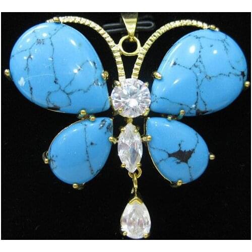 Pretty Jewellery inlaid crystal Turquoise butterfly necklace/pendant