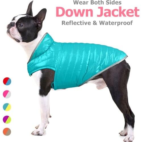 Dog Light Down Jacket Pet Clothes Reversible Winter Warm Outdoor Waterproof Dogs Clothing Reflection Cold Proof Pets Apparels