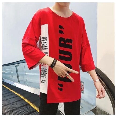Summer short-sleeved t-shirt mens T-shirt personality printing Korean round neck loose short sleeves