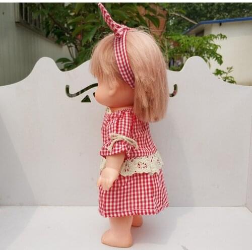 Cute Red Plaid Dress with Bowknot for 25cm Mellchan Dolls Dress Up Accessory
