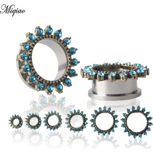 Miqiao 2pc Stainless Steel Screw Ear Plugs and Tunnels Ear Piercings Earlets Screwed Expander Ear Gauges Body Jewelry