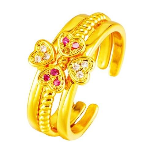 Trendy 18K Gold Ring Sets Crystal Engagement Rings for Women Clover Wedding Rings Fashion Jewelry gift
