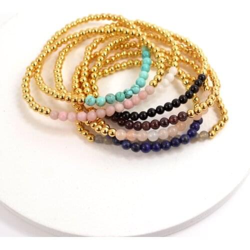 HUIDANG Fashion Jewelry Gold Color And Power Natural Stone Beads Aura Bracelet For Women 2021