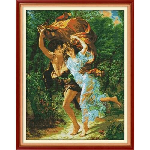Raining cross stitch kit people 18ct 14ct 11ct count print canvas stitches embroidery DIY handmade needlework