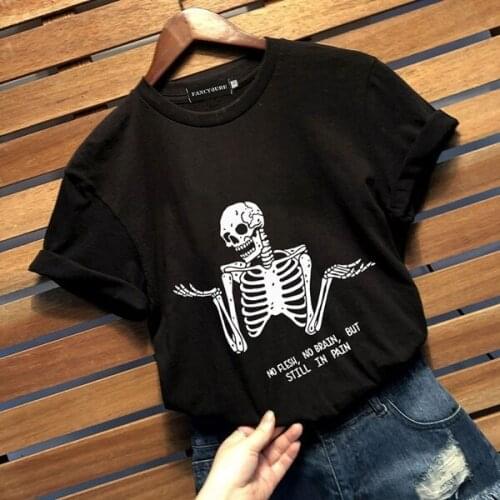 2019 New Women Halloween T-Shirt Casual Loose Skull Printing Shirt Top Short Sleeve Tee Shirts Funny T-Shirt Top
