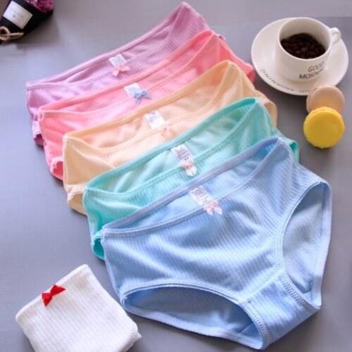 New Arrived 4Pcs/Lot Girl Panties Underwear Lace Briefs Cotton Lingerie Soft Comfortable Bowknot Cartoon Panty Wholesale 666-4