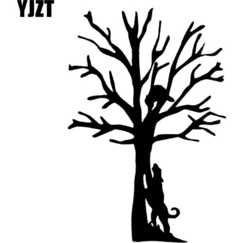 YJZT 11.2CM*16.5CM COON HUNTING DOGS TREEING STIKER CAR VINYL DECALS Black/Silver C10-00251
