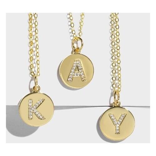 Last name letter A-Z multicolor micro pave cz zircon cubic zirconia necklace copper Clavicle gold plated Snake Chain Pendant dv4