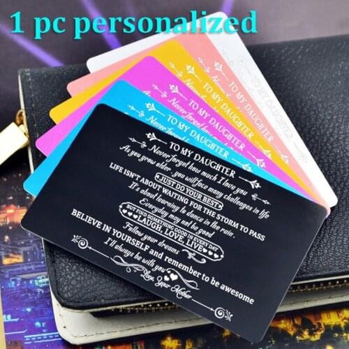 Personalized Metal Wallet Card Insert Custom Laser Engraved Message Card Romantic Gift Hand Writting Love Greeting Card KP055