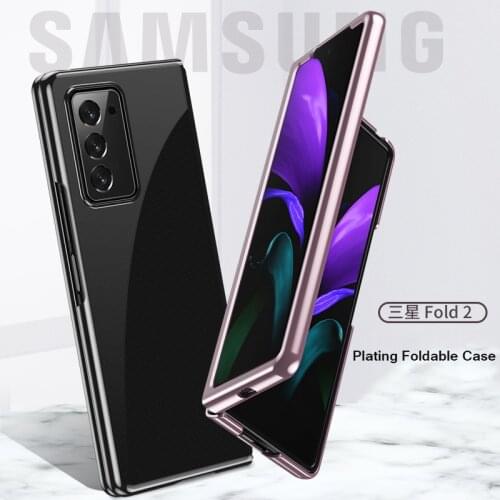 Plating Phone Case For Samsung Galaxy Z Fold 2 5G Case Z Fold2 Luxury Electroplated Frame Shockproof Cover Foldable Light Funda