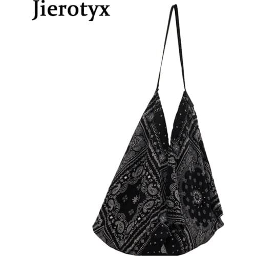 JIEROTYX 2021 Casual Vintage Chinese Style Large-Capacity HandBags Women Fashion Underarm Bags Shopping Travelling Female Bags