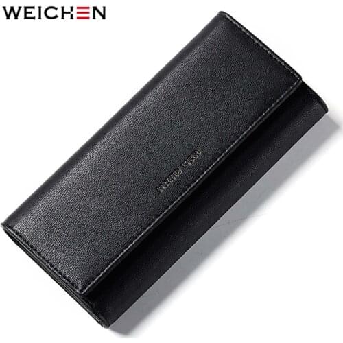 WEICHEN Casual Large Capacity Clutch Wallets Womens Leather Phone Pocket Card Holder Lady Purse Long Wallet Female Carteira