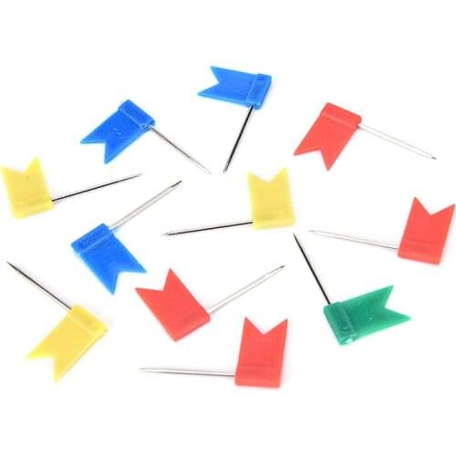 Flag Marker Shape Map Pins Cork Notice Board Push Pin Assorted Office Home 50pcs/set