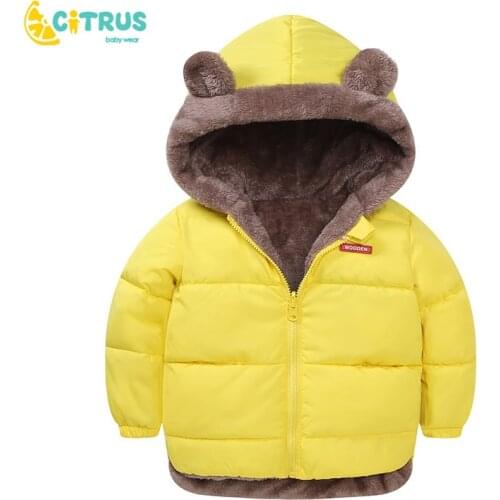 CITRUS Baby Cotton-Padded Jackets Clothing Elastic Cuffs Thickened Hooded Winter Warm Clothes Outwear For 12-24M Baby