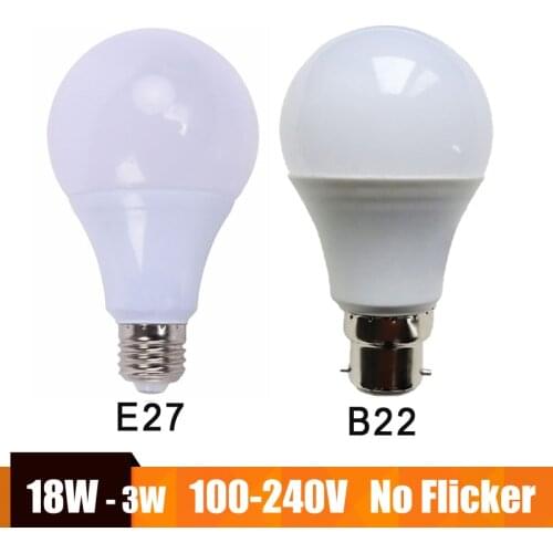 Real Power Led Lamp E27 B22 LED Bulb 100-240V 220V 110V LED Light Lampada Ampoule Bombilla 21W 15W 12W 9W 6W 3W Cold/Warm White