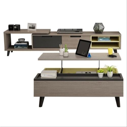 Modern minimalist small household-type telescopic cabinet living room long coffee table TV cabinet combination