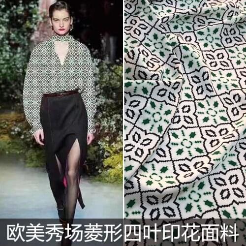 Spring /Summer 2021 New European and American Brand Clothing and Dress Rhombus Leaf High Custom Printed Fabric