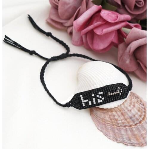 YD Personality Hip-hop Punk Ethnic Style Handmade Beaded His Letter Miyuki Rice Beads Men and Women Small Bracelet Handmade