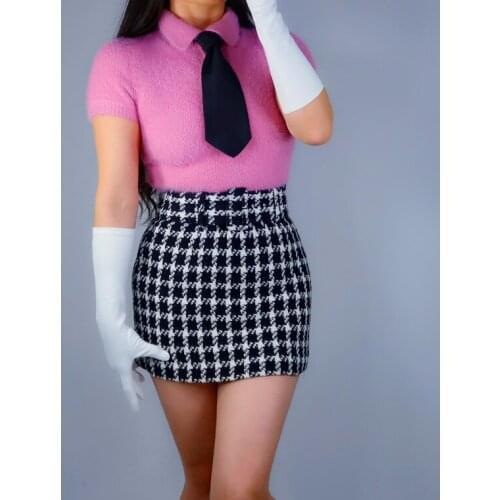 Womens runway fashion faux suede leather white gloves female sexy club party dress dancing driving short glove 40cm R3290