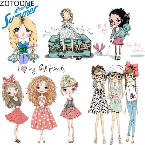 ZOTOONE Lovely Girls Stickers Iron on Patches for Kids Transfers for Clothing Diy Cute Patch Heat Transfer Clothes Appliques E