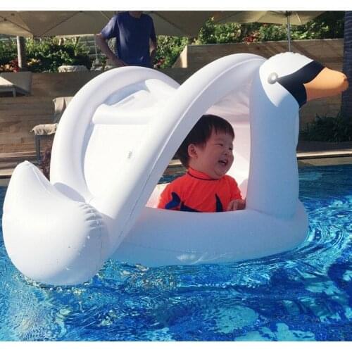 1 pcs PVC thickened swimming seat with canopy inflatable childrens flamingo swimming seat