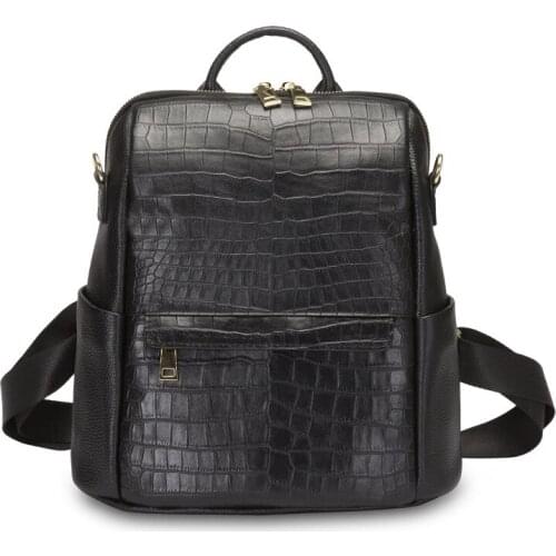 194 Men Casual Genuine Leather Large Outdoor Backpack