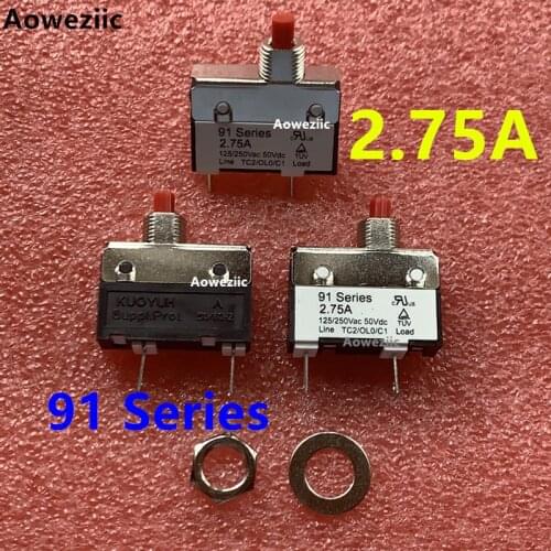 2Pcs 91 Series 2.75A 125V/250VAC 50VDC KUOYUH Overcurrent protector short circuit overload switch fuse Protection switch