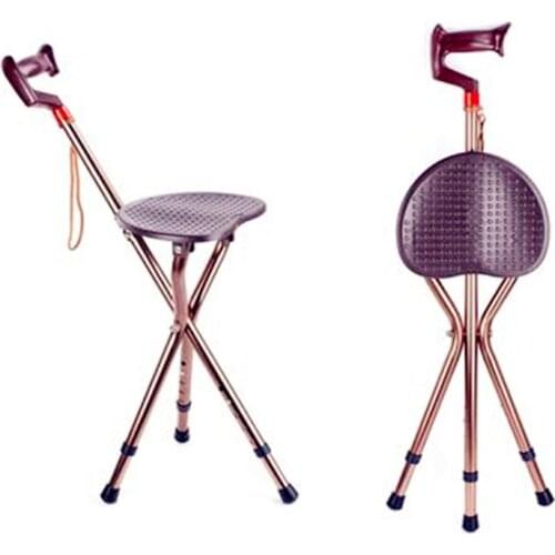 2019New Safety Old Man bow shape crutch chair Non-slip ultra-light walking sticks multi-function folding cane hiking accessories