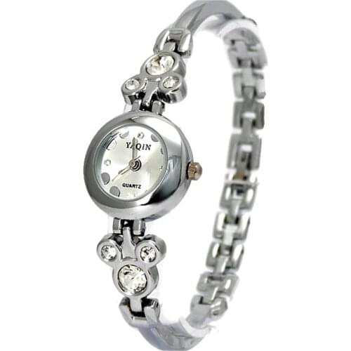 Wholesales 3pcs./bag Stainless Steel Bracelet Watches Pretty Ladies Shiny Silver Band Round Matt Silver Dial FW686A